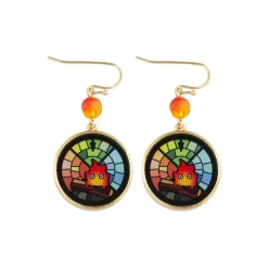 Bijou Boucles d’oreilles Calcifer Vitrail- Le Château ambulant