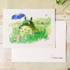 Carte de vœux aquarelle 24 x 15,8 cm Mei & Totoro & Sakura - Mon Vois
