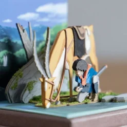 Diorama papier Ashitaka et Yakuru -Princesse Mononoké