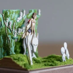Diorama papier San, Moro et Kodama -Princesse Mononoké