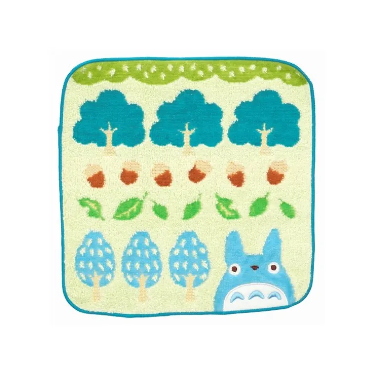 Mini Serviette Totoro Bleu Arbres et Noisettes 25x25 cm - Mon voisin