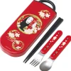 Set Baguettes Cuillère Fourchette No Face rouge foncé - Le Voyage de