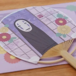 Éventail Bambou & Enveloppe No Face avec Fleur - Le Voyage de Chihiro