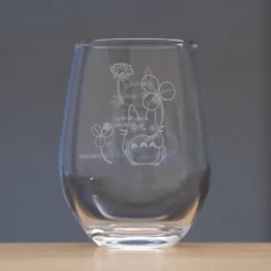Verre gravé Totoro et trèfle blanc - Mon Voisin Totoro